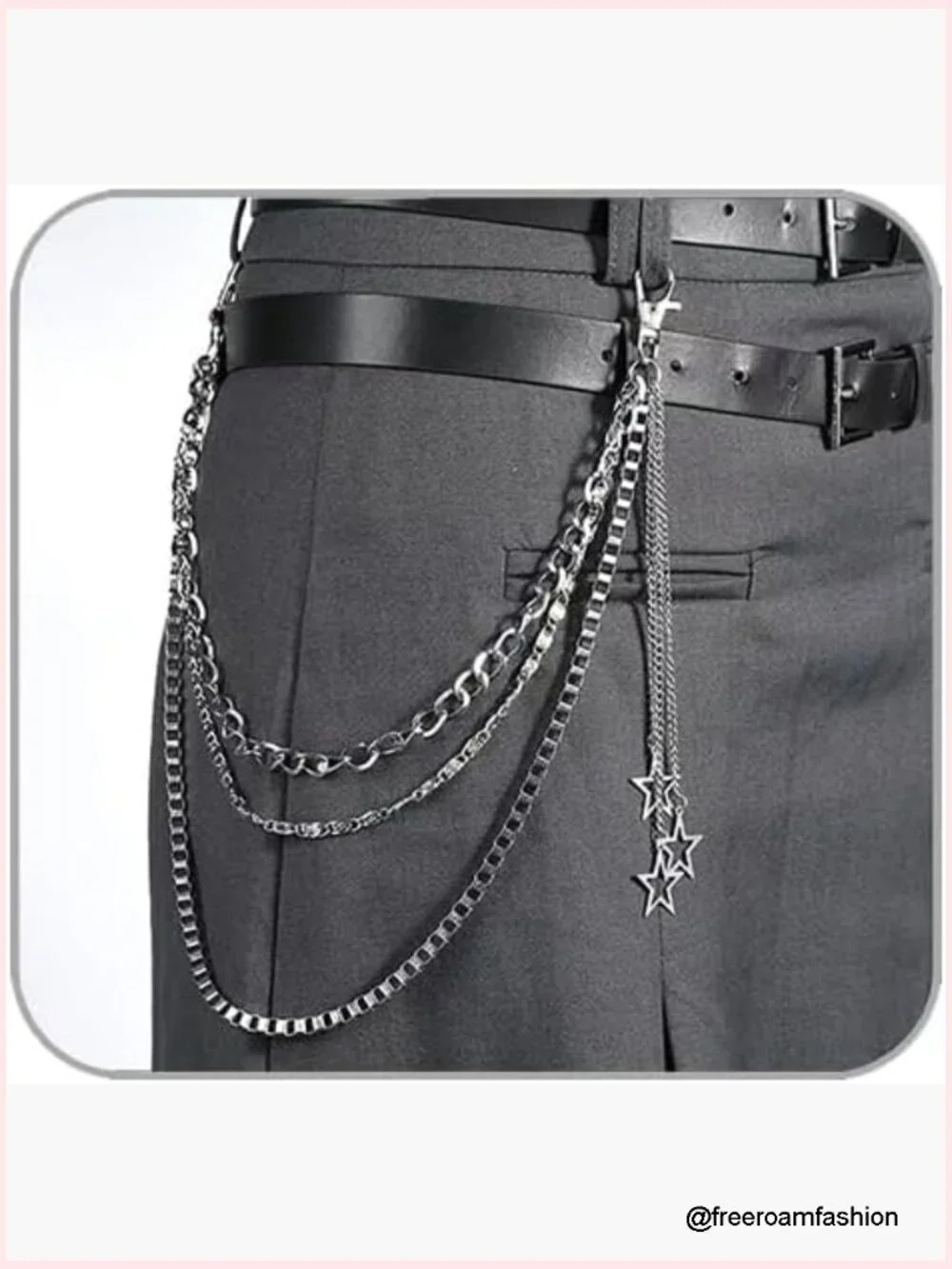 Goth Punk Chain Belt - Chunky Layered Pants Chain for Men & Women